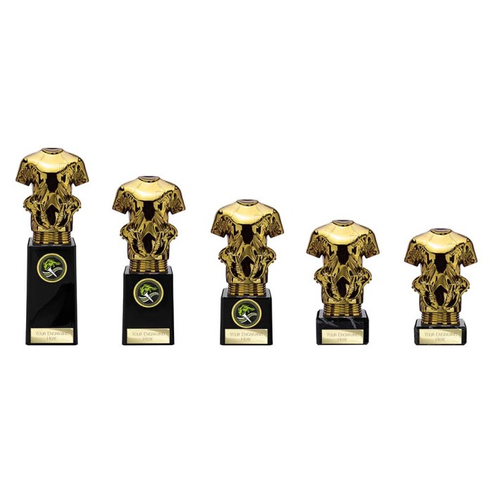 FUSION LEGEND SHIRT AND BOOTS FOOTBALL RESIN TROPHY - 5 SIZES - 13.5CM - 21CM